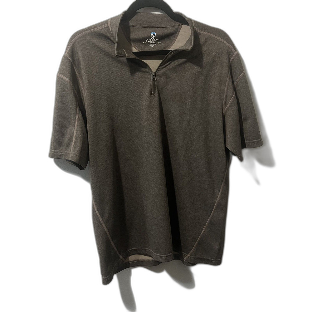 Kuhl Shirt Mens M Quarter Zip Brown Short Sleeve Coffeenna Outdoors Hiking